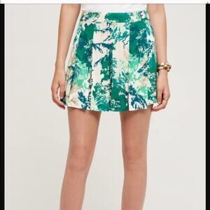 anthropologie eleveness green floral jungle pleated skort 0 new
